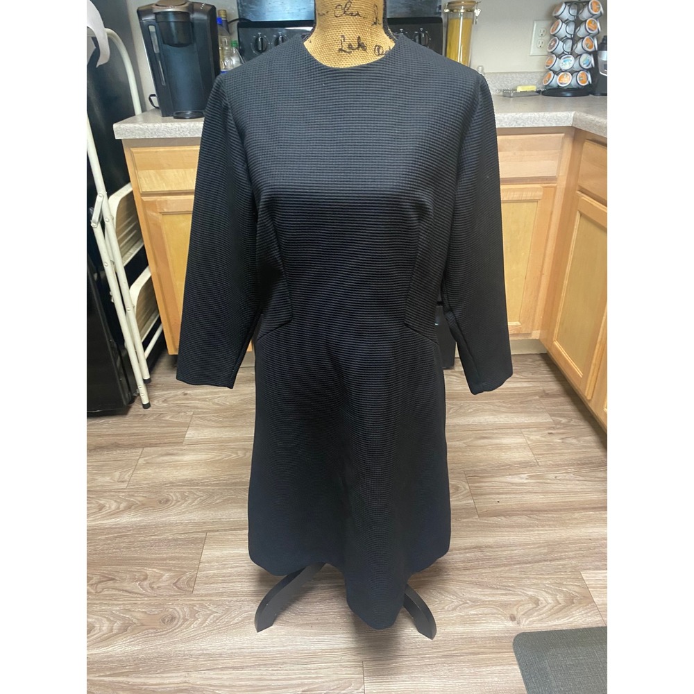 Vintage 1950s 2XL Sears Dress Perma Prest Black Waffle Weave